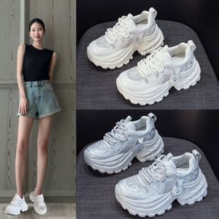 European Style Chunky Sole Retro Dad Sneakers for Women 2026 Summer New Short Women Color Block Makes Feet Look Smaller Sports Shoes