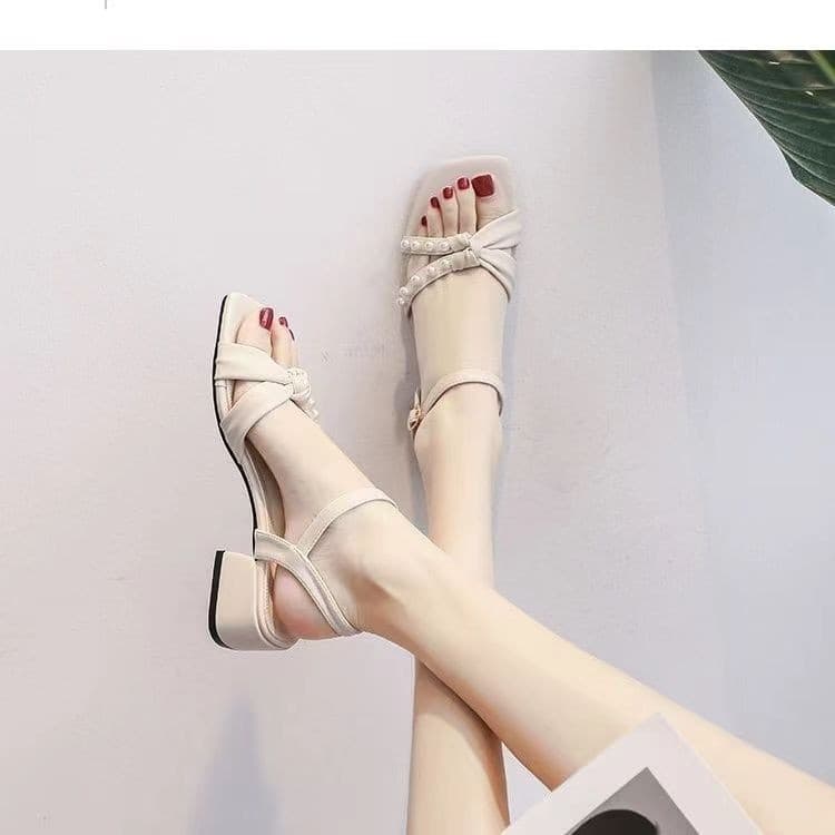 Elegant Thick Heel Sandals with Soft Sole Comfortable All-match Outer Wear Sandals 2025 Summer New Foreign Trade Beach Shoes