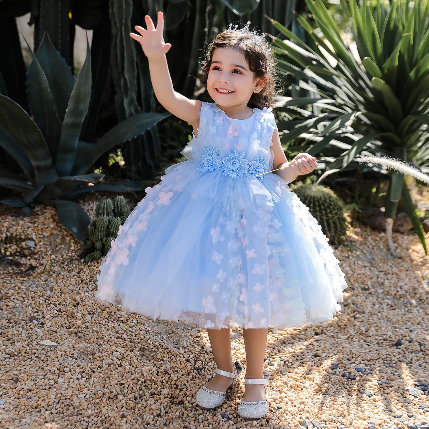 Princess Gown Children's Spring Summer Wedding Dresses Kids' Birthday Steel Drum Performance Outfits Centennial Celebration