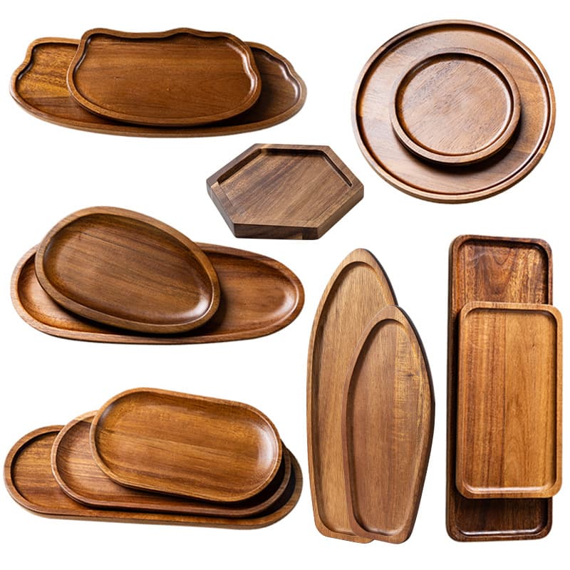 Japanese Style Wooden Tea Tray Multi-Functional Serving Plate for Coffee Shops Home Kitchen Fruit Display Cup Tray