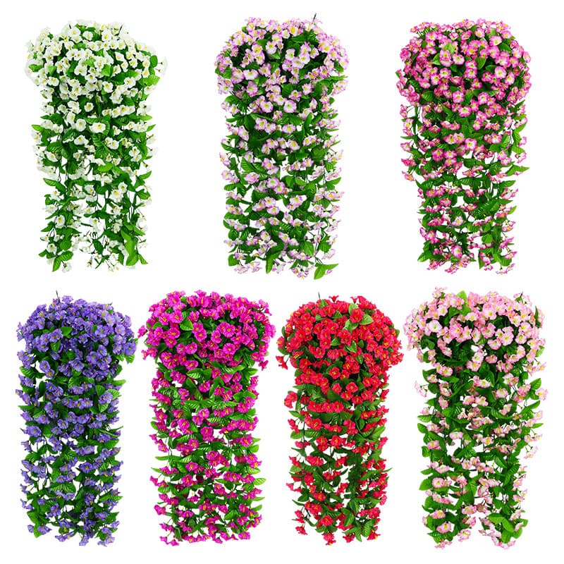 Artificial Morning Glory Vine, Artificial Flowers, Living Room Decorative Flowers, Wall Decoration, Hanging Basket Wall Hanging Flowers, Artificial Decorative Flowers