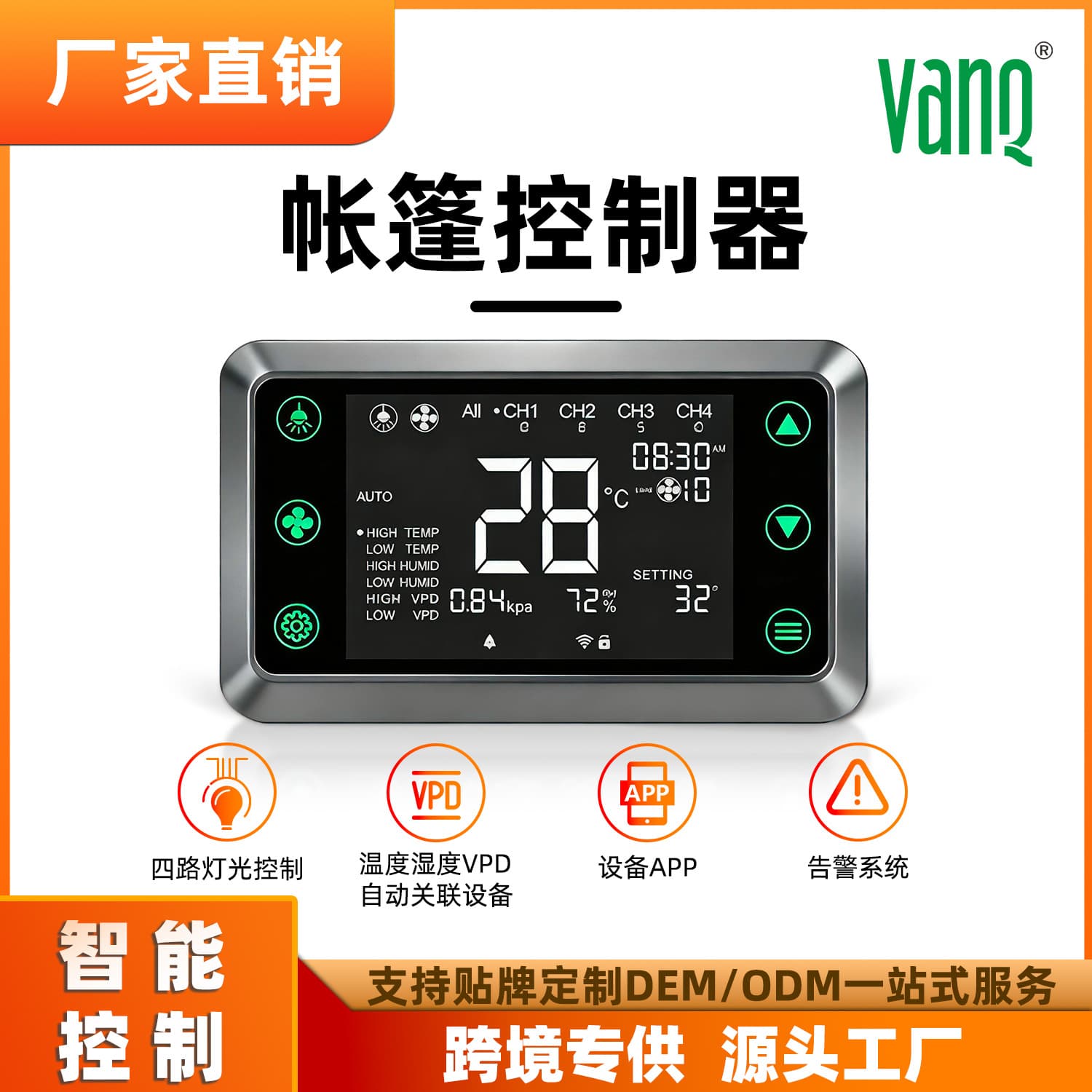 Smart planting environment controller, supports LED dimming and fan timing speed control.
