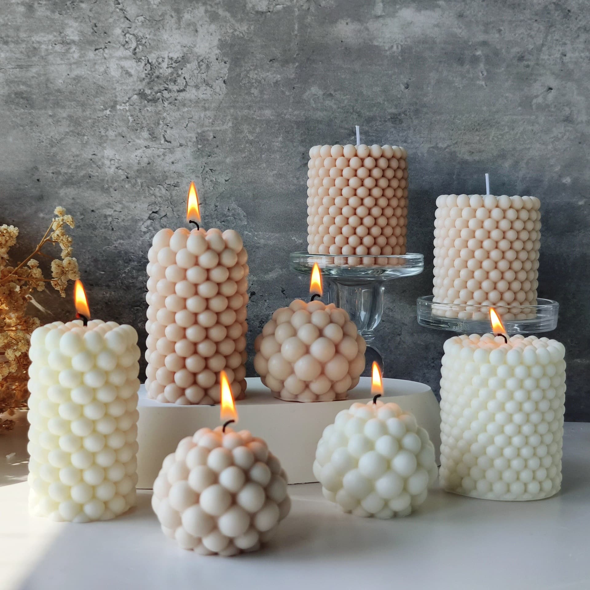 Cross-Border Nordic Bubble Ball Aromatherapy Candle, Simple White Ambiance Creative Decoration, Geometric Shape Candle