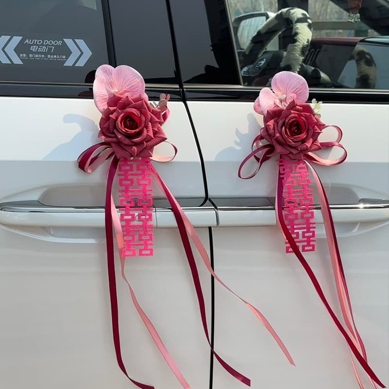 Wedding Car Fleet Decorations Streamers Main and Secondary Door Handles Ribbons Artificial Front Car Flowers Wedding Marriage Supplies Collection
