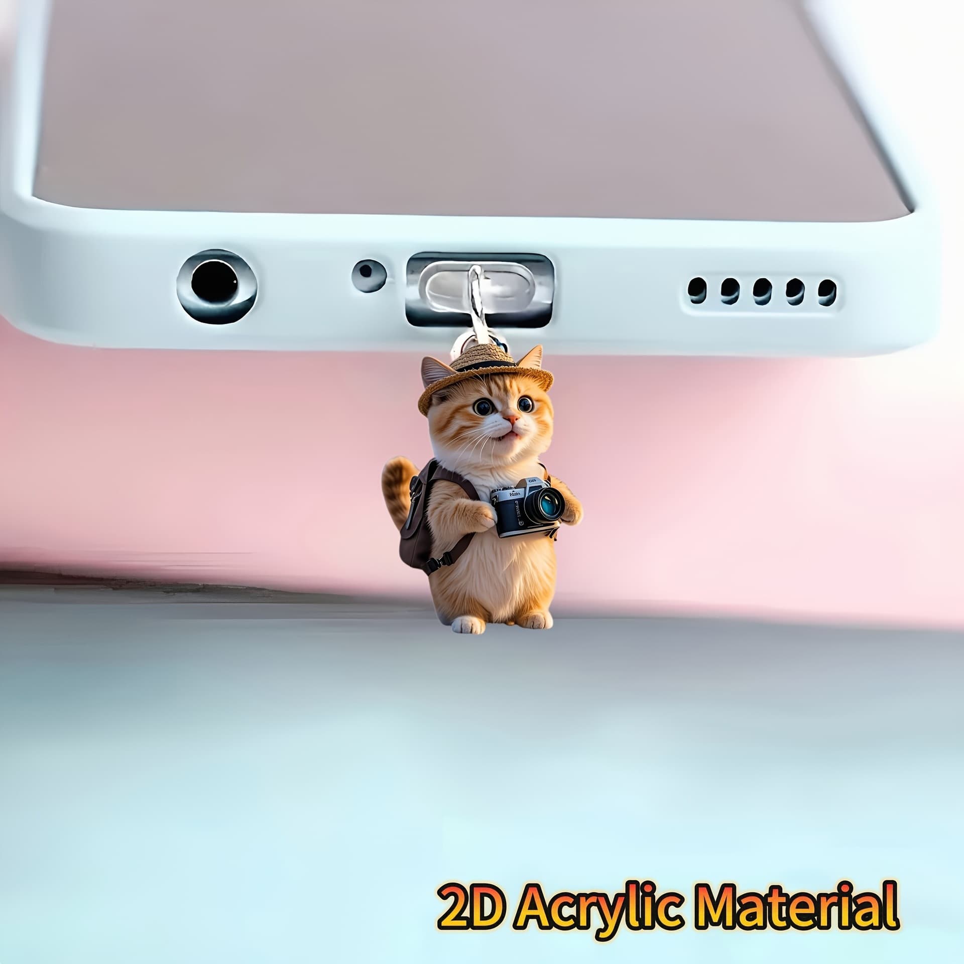 New Cross-Border Acrylic Flat Cat Photography Phone Dust Plug
