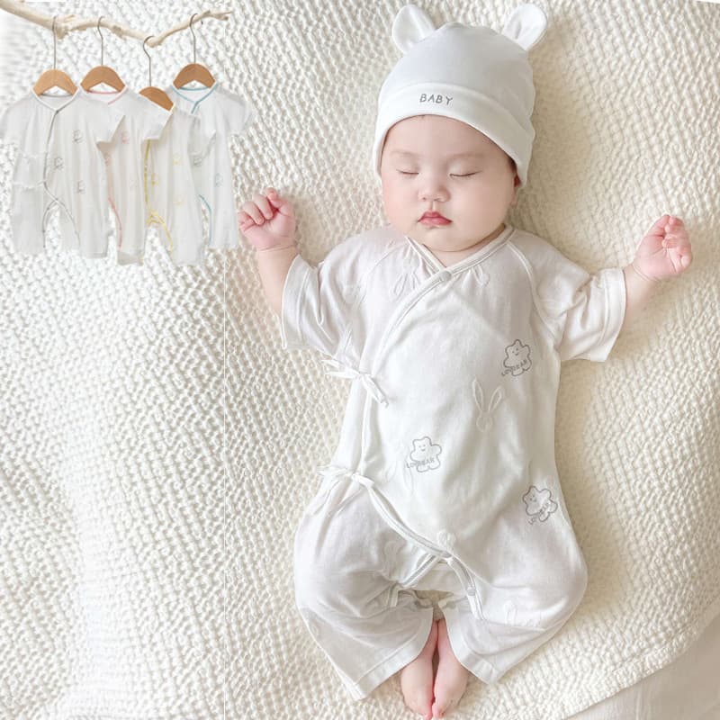 Baby Butterfly Thin Cotton Monk-Style Romper Pajamas with Ties, One-Piece Clothing for Infants, Summer Air-Conditioned Clothing
