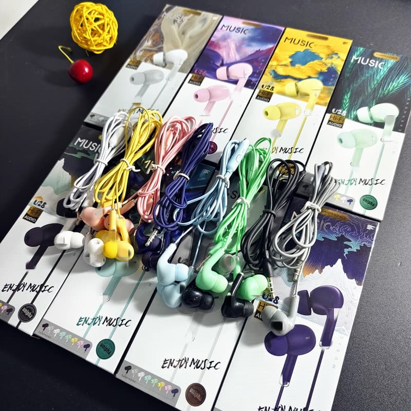 Macaron color earphone wire control suitable for mobile phone round hole 3.5 port earphones eight colors mix and match