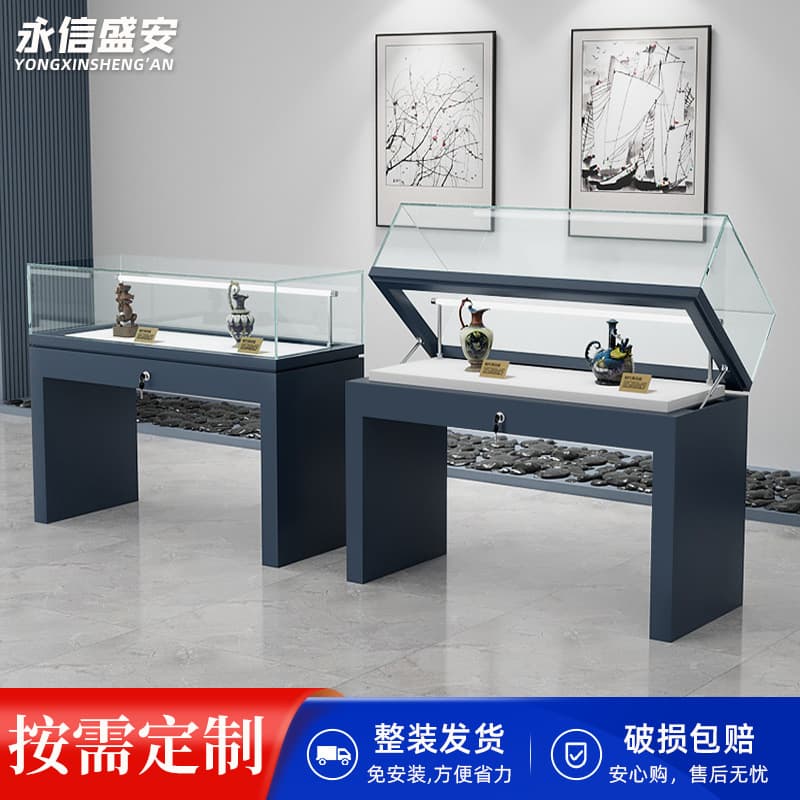 Museum Glass Display Cabinet Metal Steel Structure Hydraulic Glass Cabinet for Artifacts, Calligraphy, and Painting Exhibition Display Counter Booth