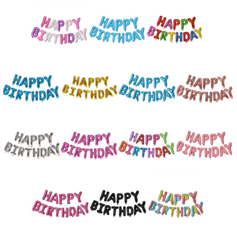16-inch Happy Birthday Letter Aluminum Foil Balloon, Birthday Decoration Set in Macaron Colors
