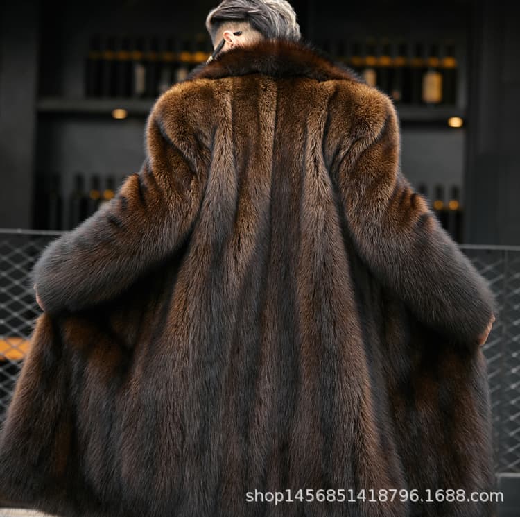 Mink fur coat new thickened long casual coat imitation fur coat long casual versatile coat men's winter style