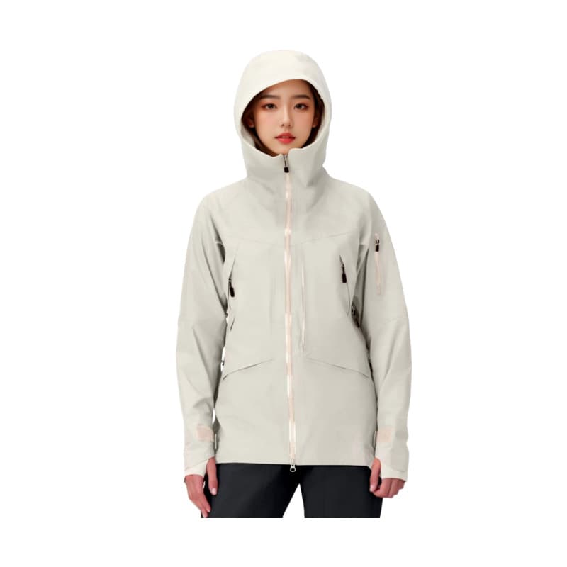 Women's outdoor fashion hooded windbreaker zipper drawstring windproof waterproof warm slim ski wear