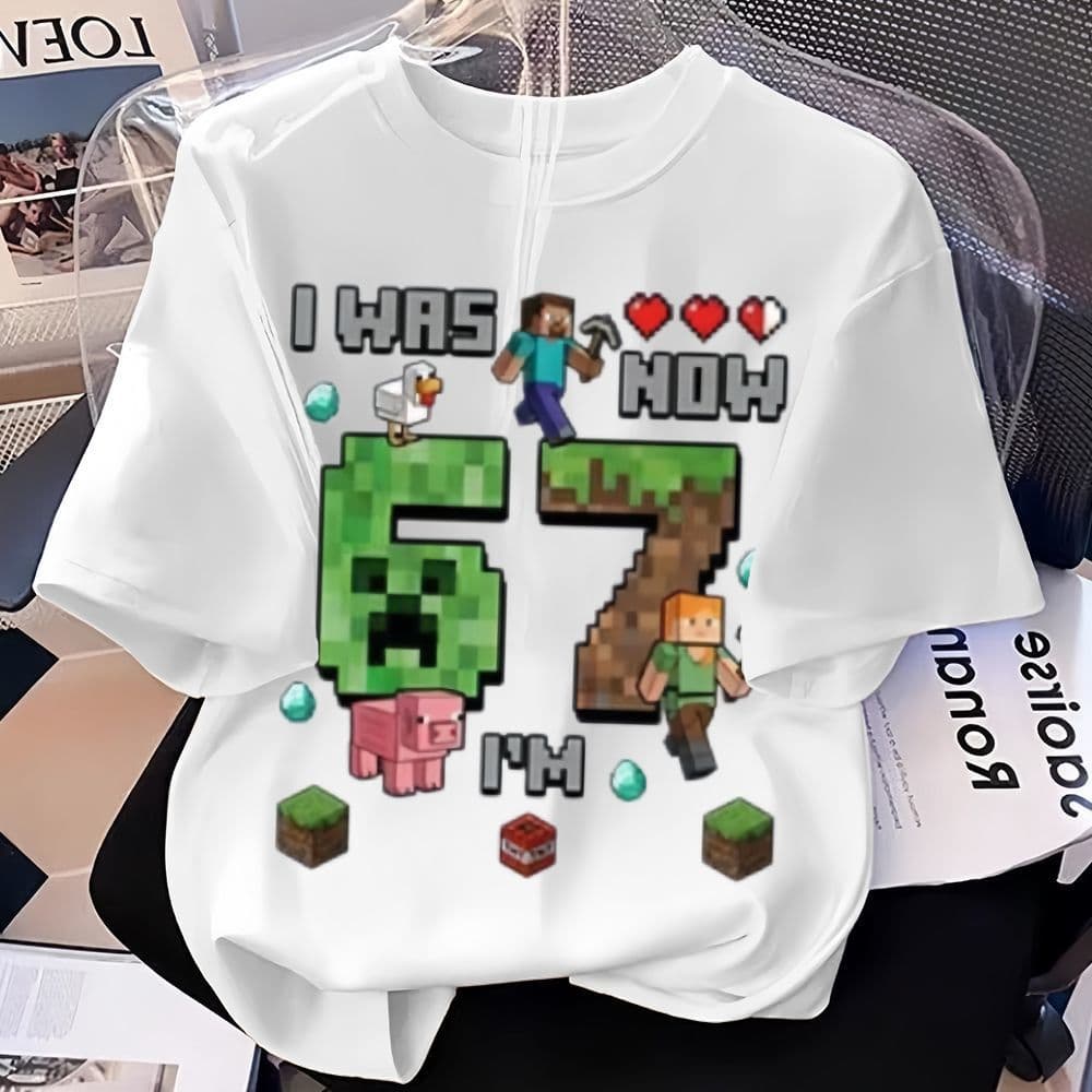 Cross-border Steal a Brainrot No. 67 children's men's and women's pure cotton short-sleeved tops