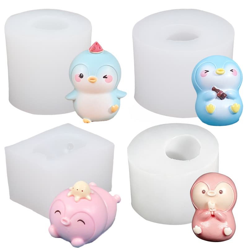 Cartoon Ice Cream Penguin Silicone Mold Octopus Penguin Lying Silicone Mold DIY Accessories Parts Silicone Mold
