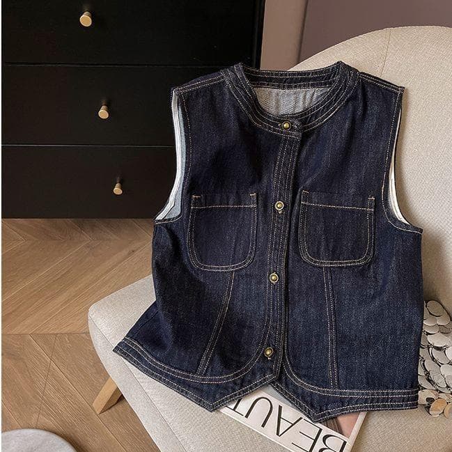 Plus Size 300lb Vintage Denim Vest Women 2025 Winter New Layering Loose Vest Top
