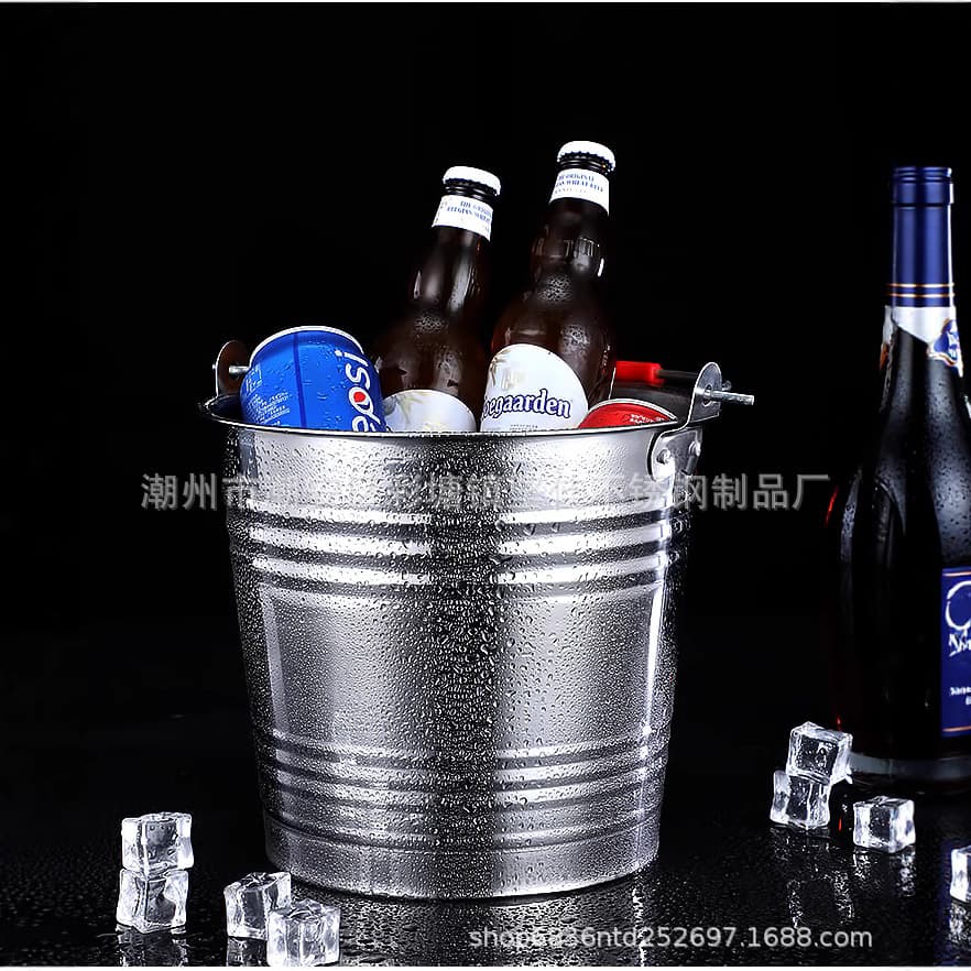 Stainless Steel Water Bucket Thick Non-Magnetic Bucket Bar Beer Bucket Ice Bucket Household Kitchen Handled Water Bucket Wholesale