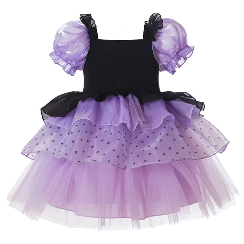 Girls' Kuromi Princess Dress Summer Puff Sleeve Tulle Skirt Ball Gown Lolita Dress Halloween