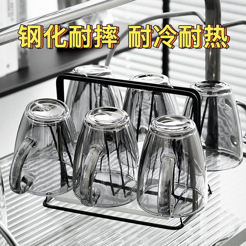 Household water cup set for guests, durable drinking cups, tea cups, tempered glass cups for living room, high temperature resistant glass cups.