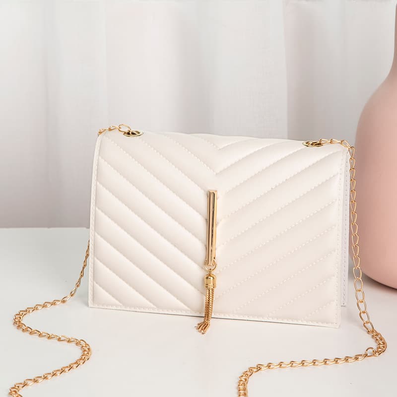 Embroidered Crossbody Mini Bag 2022 Simple Tassel Chain Bag Mini Bag Cheap Exported Women's Small Square Bag