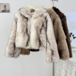 Korean-style Premium Fluffy Hooded Zip-Up Jacket for Women Fall 2025 Fashion Loose Slimming Versatile Top
