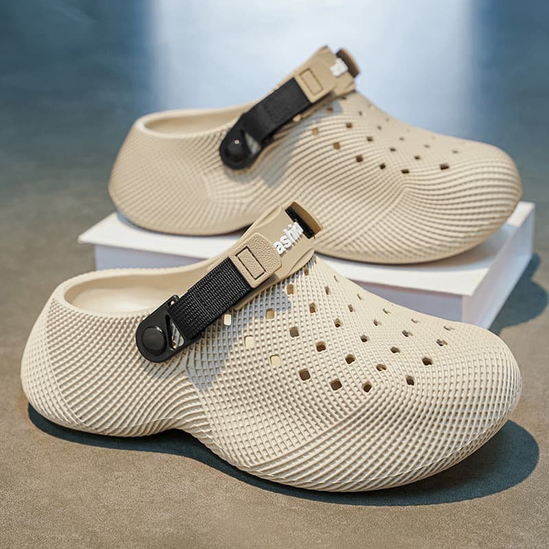 2026 Summer Men's Closed-Toe Slippers with 3D Printed Thick Soles, Comfortable Outdoor Non-Slip Casual Beach Shoes
