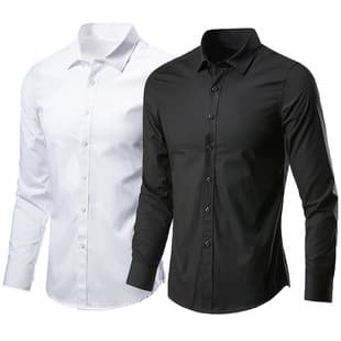 Solid Color Long-Sleeve Shirt, Slim Fit Formal Business Professional Fashion Work Shirt, Casual Versatile Thin Simple Dress Shirt