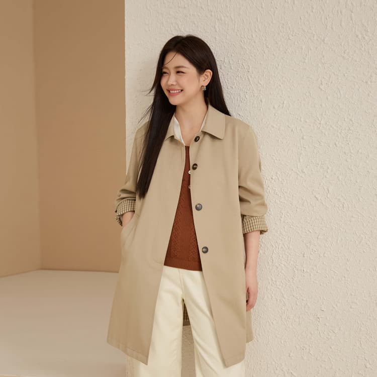[Mid-length trench coat] Xianlixiu plus-size women's wear Korean-style elegant intellectual jacket for fat mm 2025 autumn new