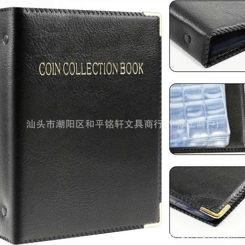 Cross-border Supply 480-Pocket Large Capacity Coin Collection Album Thick PVC Loose-Leaf Binder for Stamps Badges Stickers Storage
