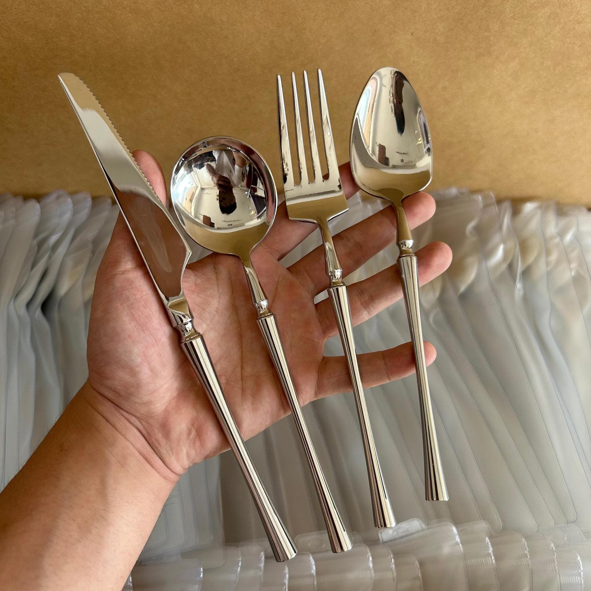 Cross-border stainless steel cutlery set knife fork spoon for hotel restaurant home Western dining steak knife fork dessert spoon fruit fork