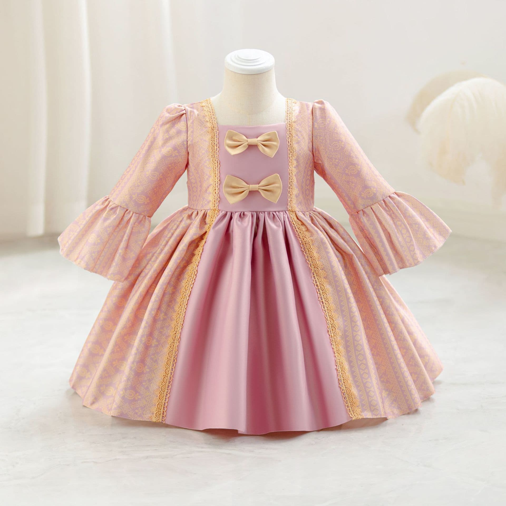 Christmas New Children's Princess Dress Lolita Tutu Skirt Baby Girl Long Sleeve Dress In Stock