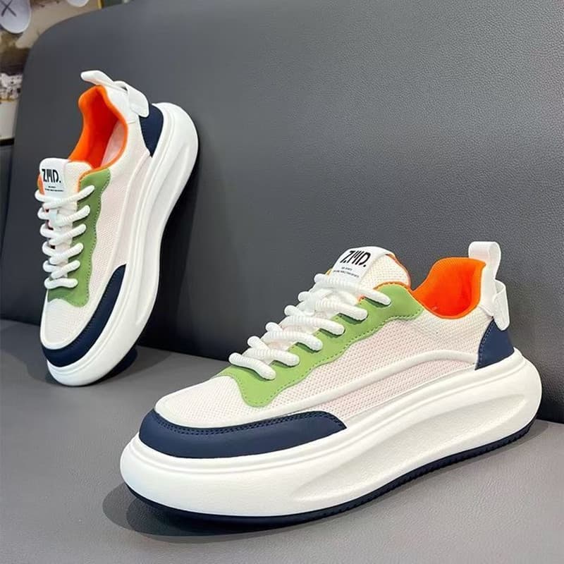 2026 New Mesh Breathable White Shoes Trendy Versatile Low-Top Thick-Soled Height-Increasing Comfortable Casual Shoes