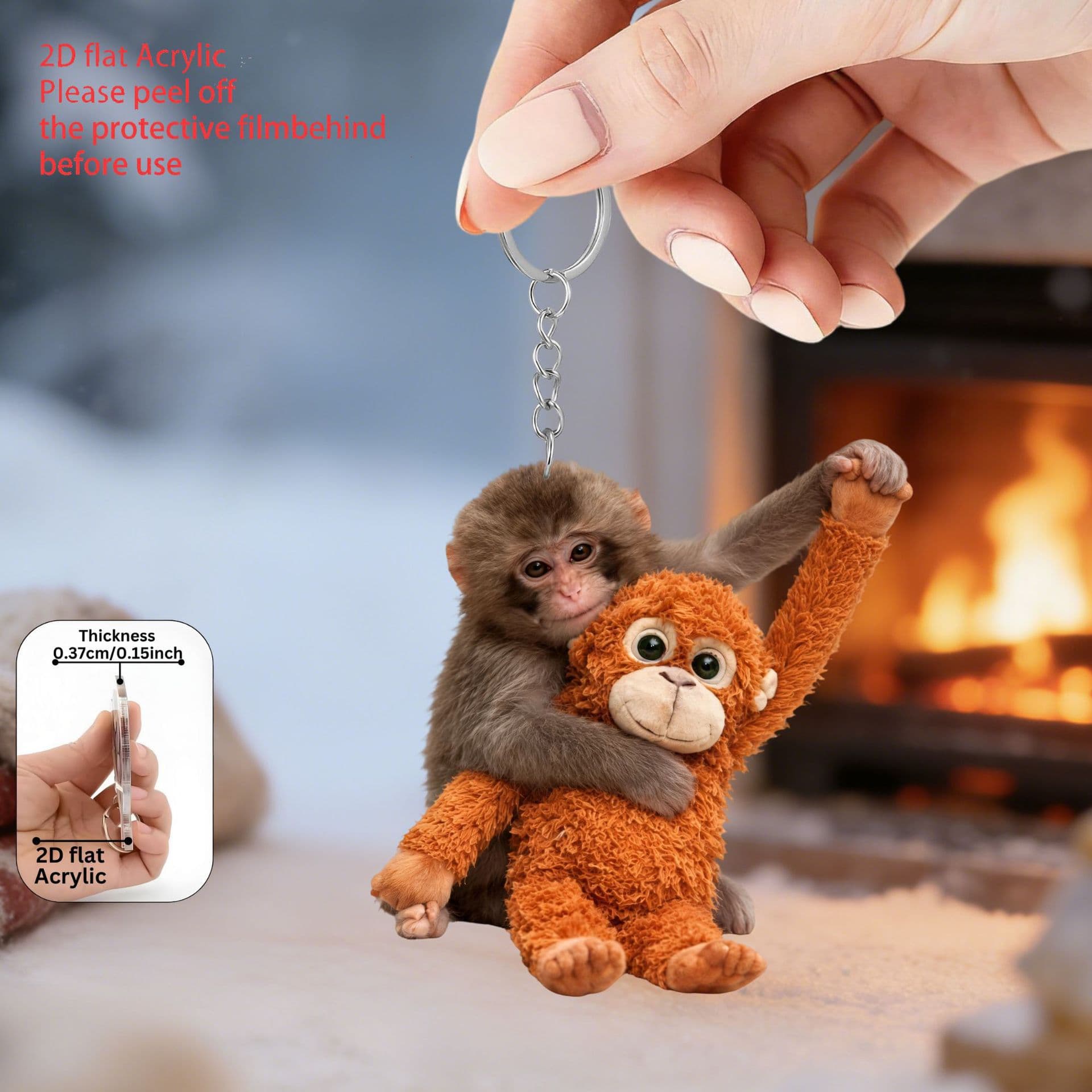 Cross-border New Product Protect Punch heMonkey Plush Pendant Red Orangutan Plush Acrylic Pendant
