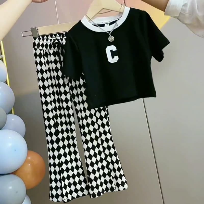 Girls' Summer Set Ice Silk Pants with Short-Sleeve T-Shirt Baby Sporty Fashion C-Trend