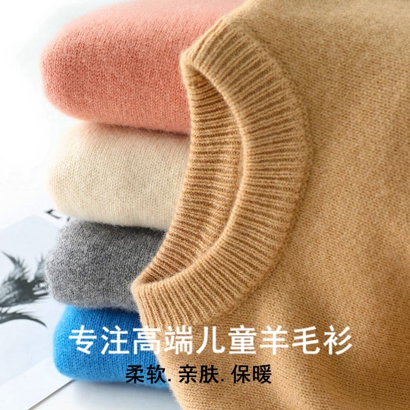High quality children's cashmere sweater, boy's half turtleneck cashmere sweater, girl's base layer sweater, medium and large children's short woolen sweater