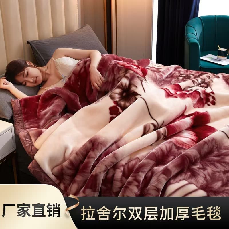 Thickened raschel blanket factory wholesale winter warm blanket flannel cover bed sheet double-layer anti-static cloud blanket