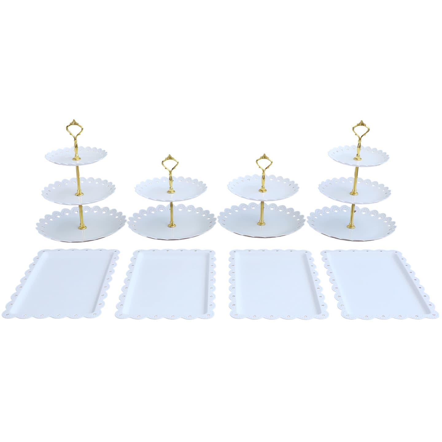 Birthday Fruit Platter Dessert Table Display Stand European Style Multi-Layer Plastic Cake Pastry Tray Rack Set