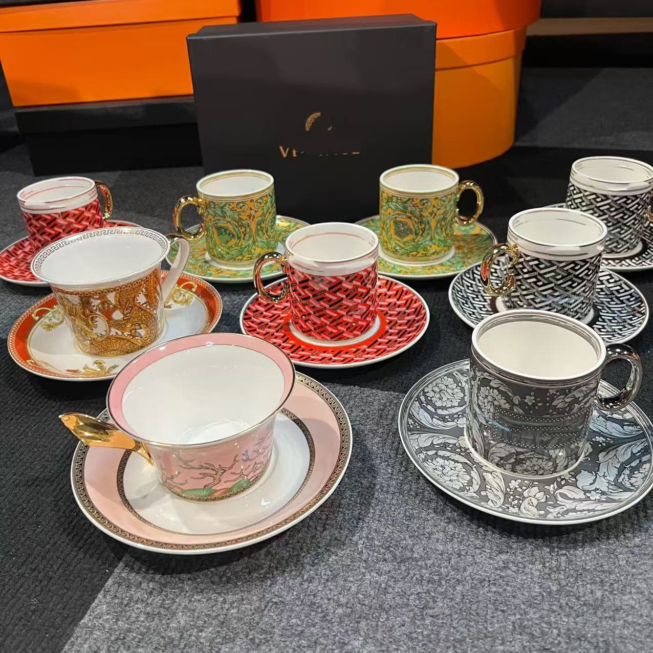 Porcelain French European Gold Rim Coffee Cup Bone China Light Luxury Tea Set Afternoon Tea Cup Set Luxury Home High-End Appearance