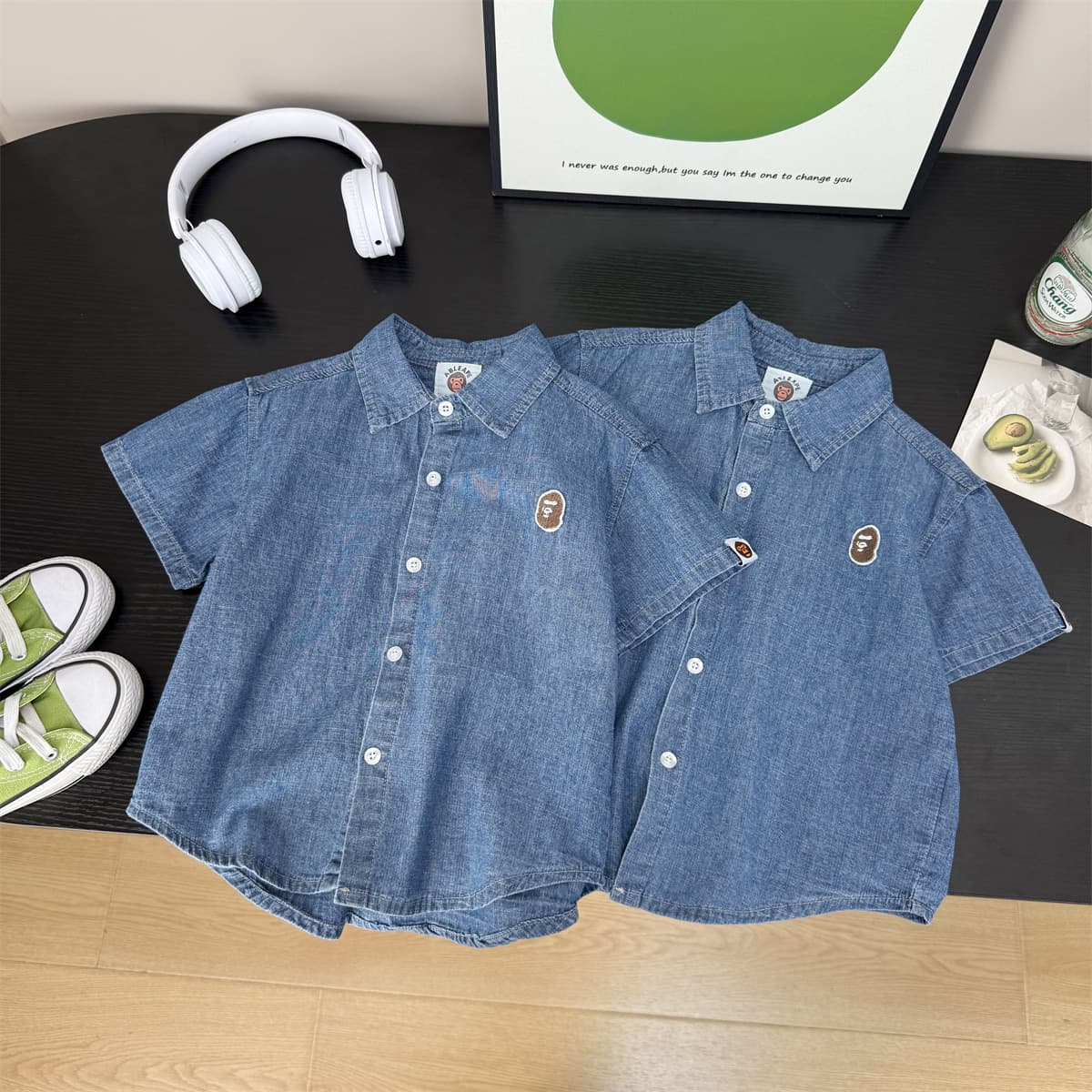 Trendy Summer 26 Thin Children's Short Sleeve Stylish Korean Style Shirt Kids Denim Top Casual T-Shirt