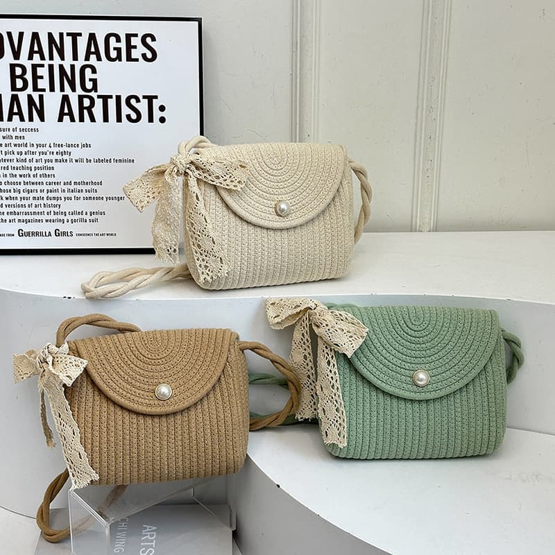 Fashion Straw Woven Bag for Women Summer 2024 New Casual Rattan Bucket Bag Vacation Woven Crossbody Shoulder Small Bag