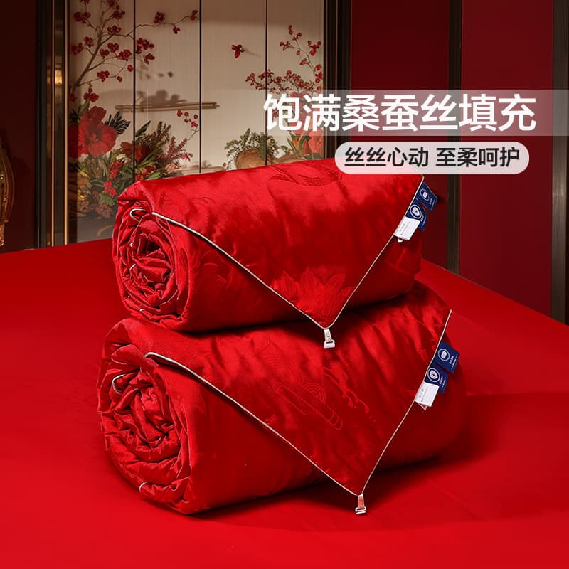 Fuanna Silk Wedding Quilt, Two-in-One Mother-Child Duvet for All Seasons