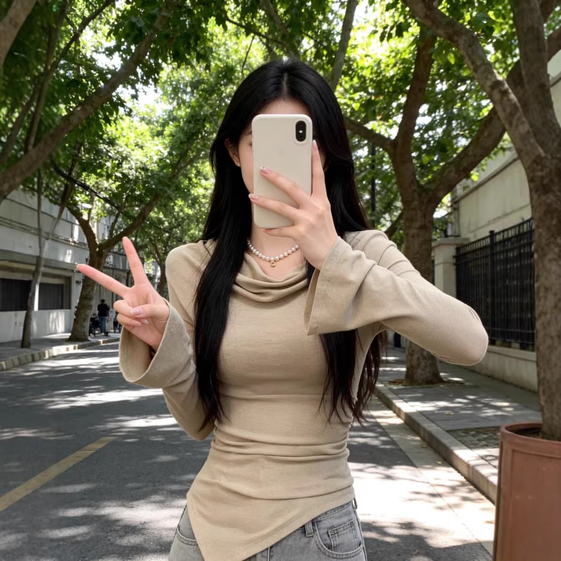 Long Sleeve Women's T-shirt Autumn Winter Slim Fit Sexy Asymmetrical Pure Desire Spicy Girl Design Base Layer Shirt Inner Wear