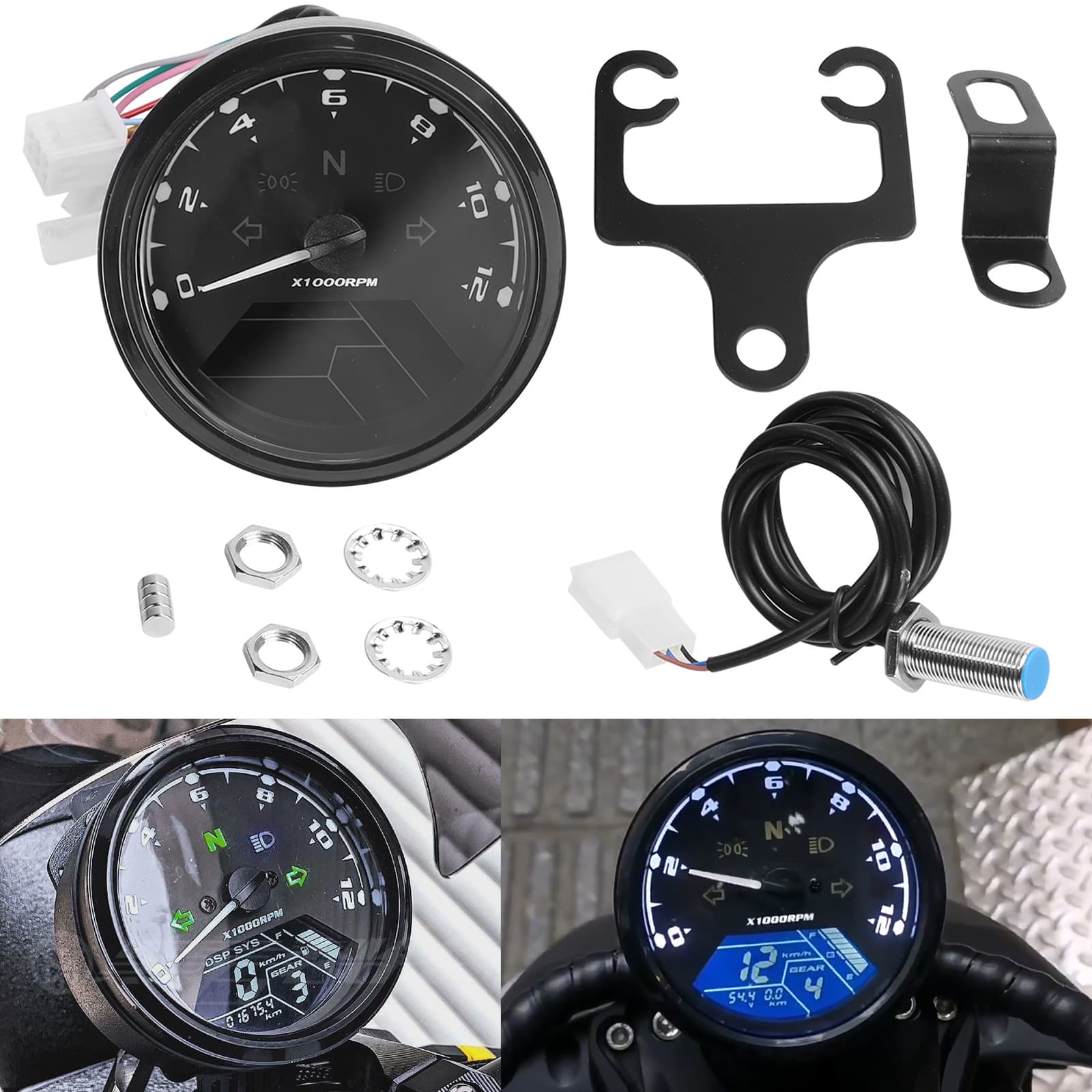 Motorcycle Custom Retro Dashboard Odometer LCD Instrument / New Instrument Assembly