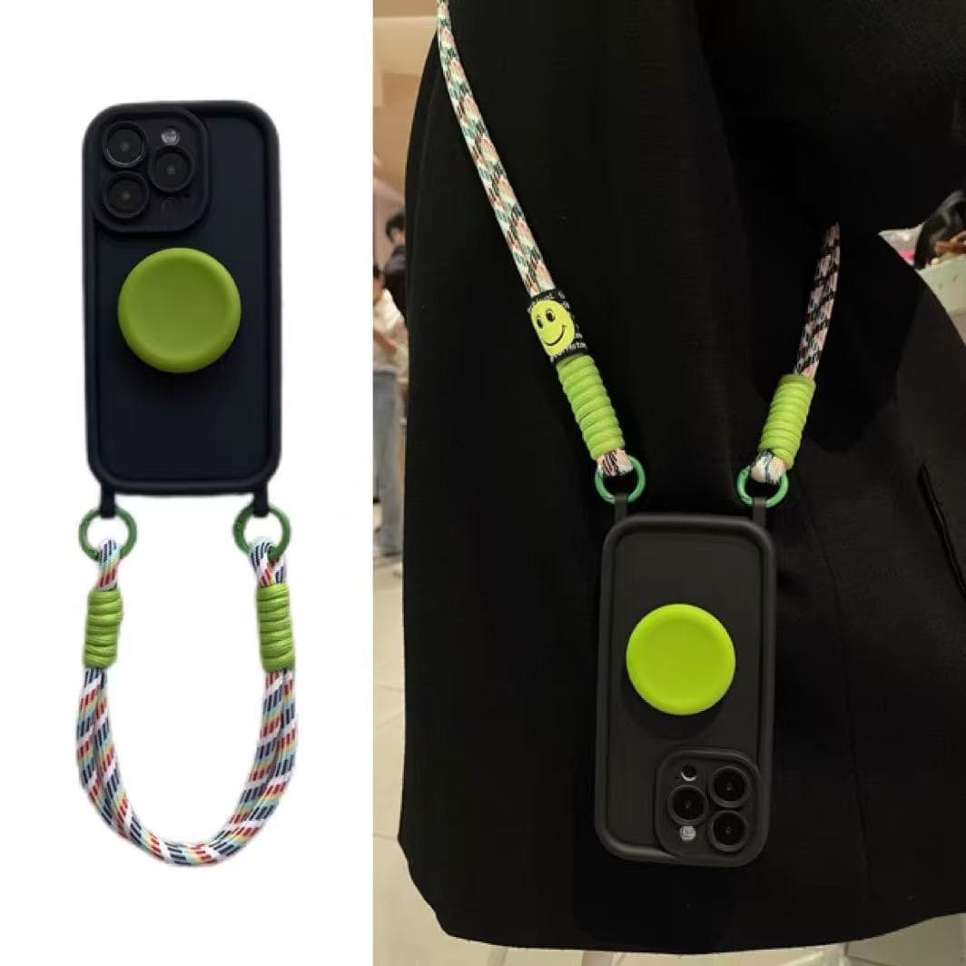 Suitable for iPhone17Promax mobile phone case Apple 11 lanyard 15pro/16 hand rope round bracket protective cover