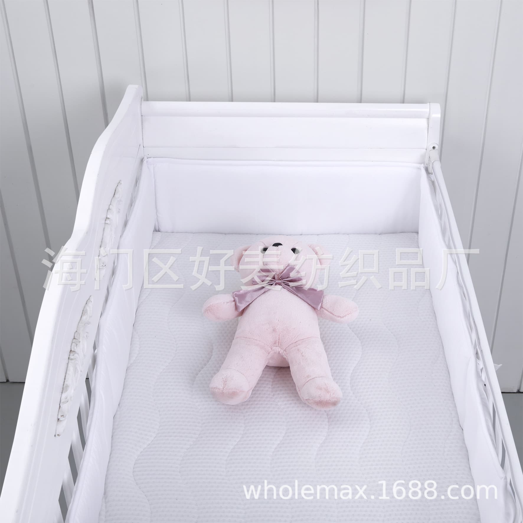 Cross-border Amazon baby crib bumper, heightened anti-collision solid color infant bedding, foreign trade children's guardrail baby crib soft pack