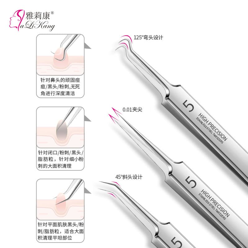 Stainless Steel Blackhead Extractor Pimple Tool Cell Claw Acne Needle 8-Piece Set Beauty Makeup Tool Kit