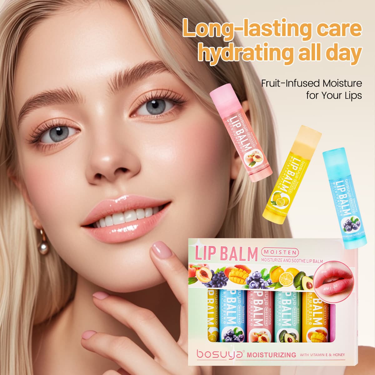 Bosuya Cross-border Lip Balm Gift Set, Fruit Flavored Lip Balm 6-Pack, Lip Balm Set Temu Bestseller