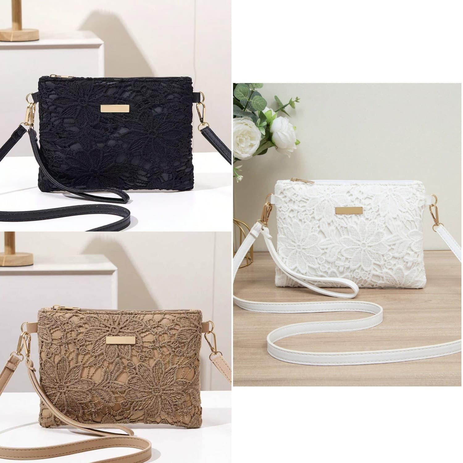 Cross-border Best-selling 2026 New Sequin Elegant Envelope Floral Trendy Straw Woven Women's Crossbody Bag