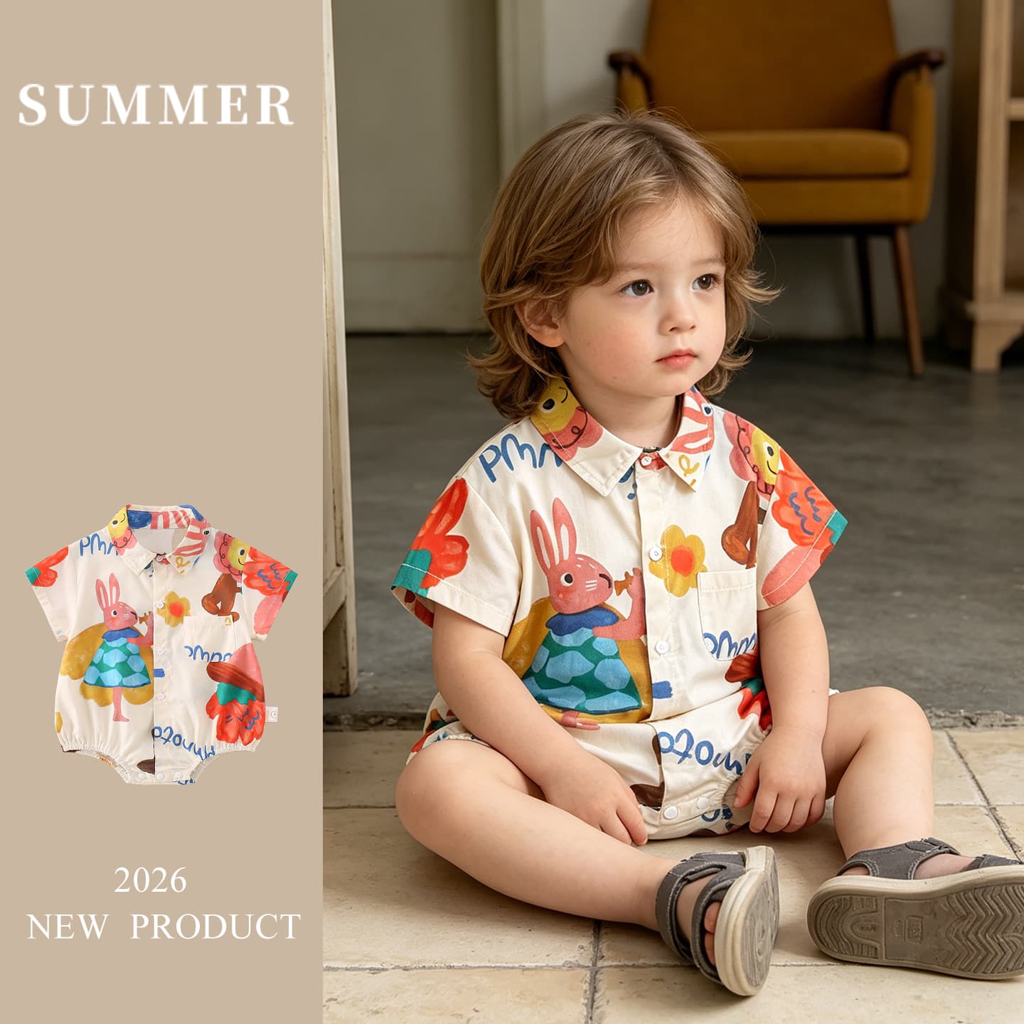 New Start Clothing Baby Summer Thin Style Cute Romper for Boys, Fashionable Infant Summer Crawling Suit