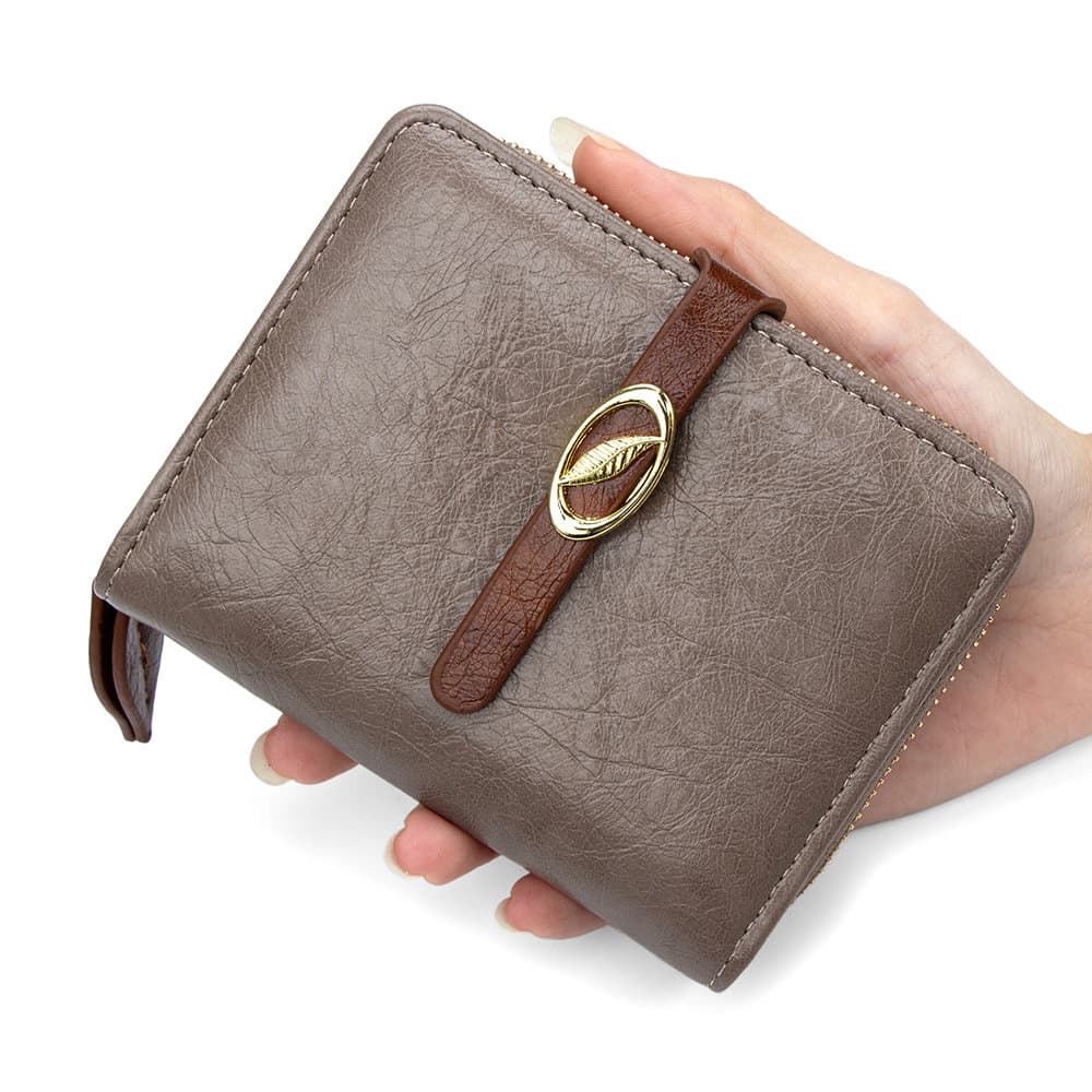 New Women's Short Wallet Oil Wax Fashion Multi-Card Holder Wallet Coin Purse Organizer