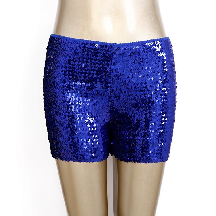 European and American street style metallic sequined elastic belt slim low-waisted versatile women's shorts, dance hot pants