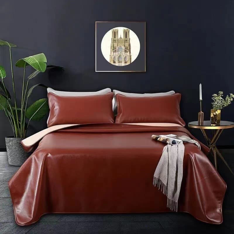 Premium water buffalo hide cooling mat, natural thickened leather mat, foldable genuine soft mat summer three-piece set cross-border